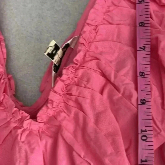 [L]Miss Selfridge Ruffled V  Neck A Shape Mid Sleeve Tiered Cotton Mini Dress - Picture 10 of 10